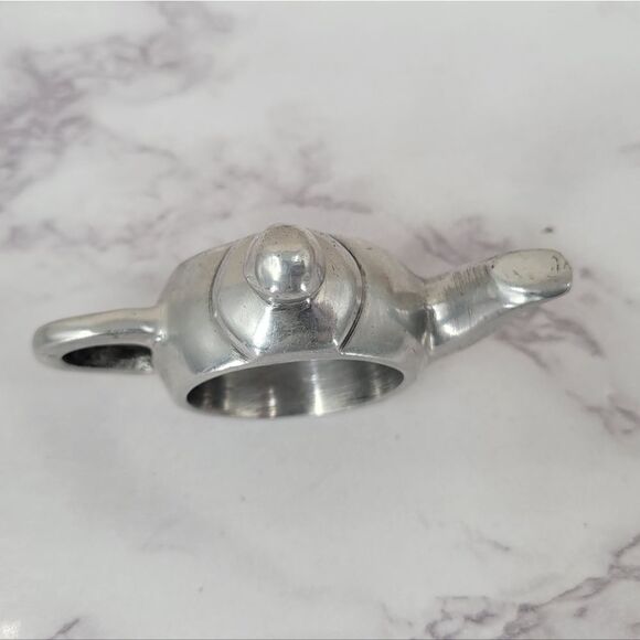 Silver Toned Teapot Napkin Rings Napkin Ring Holders - Picture 5 of 7